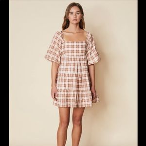 NEW FAITHFULL THE BRAND ERYN PLAID MINI DRESS